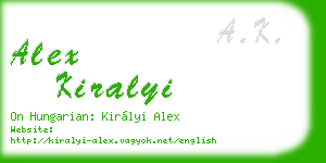 alex kiralyi business card